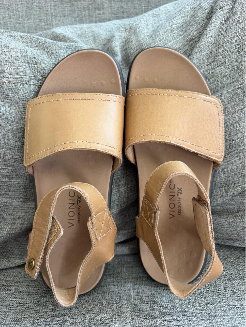 Vionic Awaken RX Sandals Women 8.5 Shoes Brown Leather Adjustable Strap